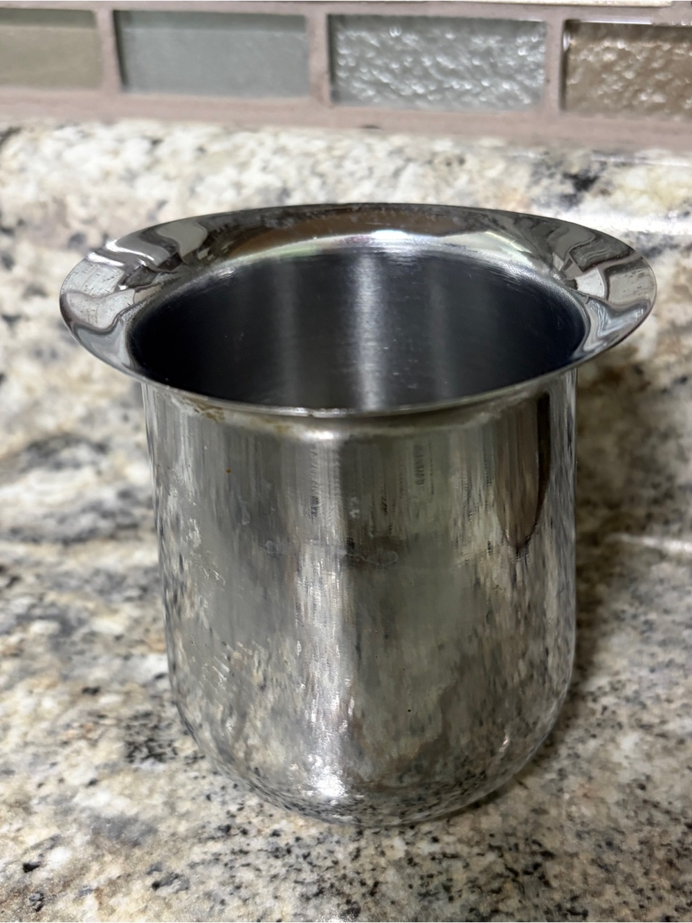 Vtg Art Deco 3” Flared Rim polished stainless Steel Silver cup sugar container